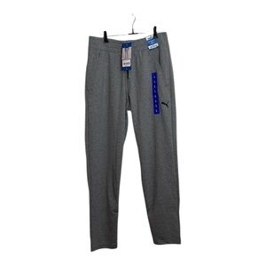 Men's Puma L Gray Joggers Tapered Tie Sweatpants Athletic Gym Workout